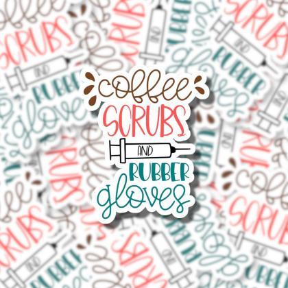 Coffee Scrubs And Rubber Gloves Sticker | Laptop..