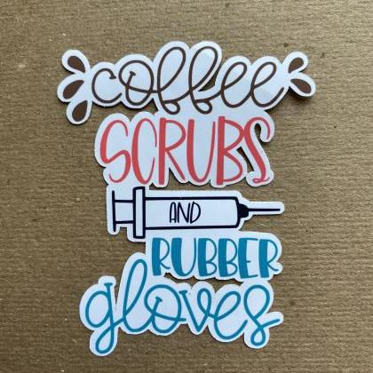 Coffee Scrubs And Rubber Gloves Sticker | Laptop..