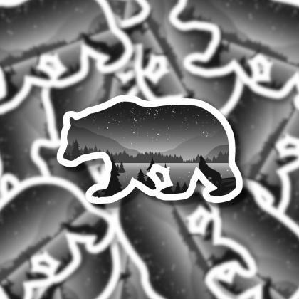 Bear Starry Night Sticker | Laptop ..