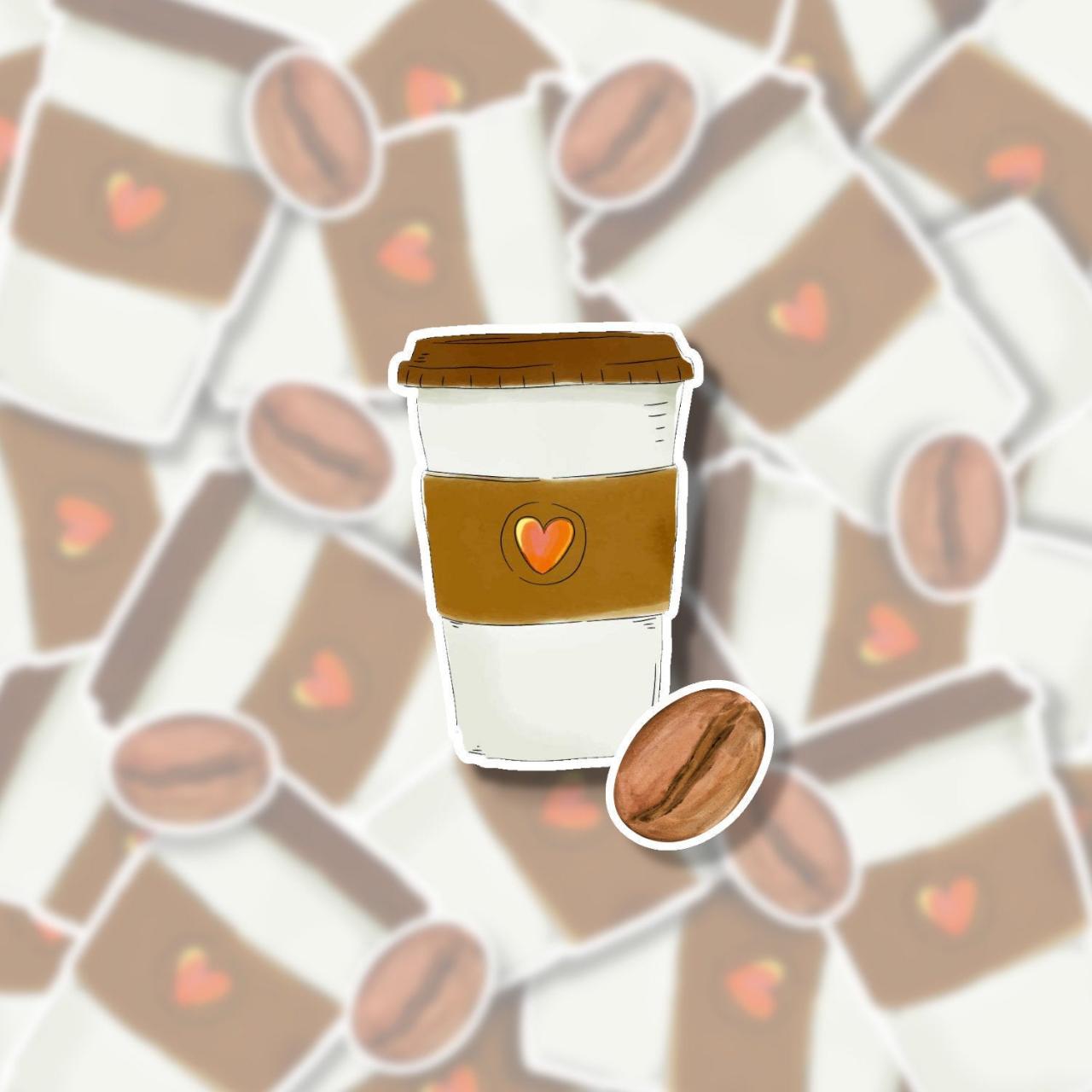 Coffee Sticker Pack | 2 Coffee Stickers | Coffee Cup Sticker | Starbucks Sticker | Coffee Bean Sticker | Tumbler Sticker | Small Gift