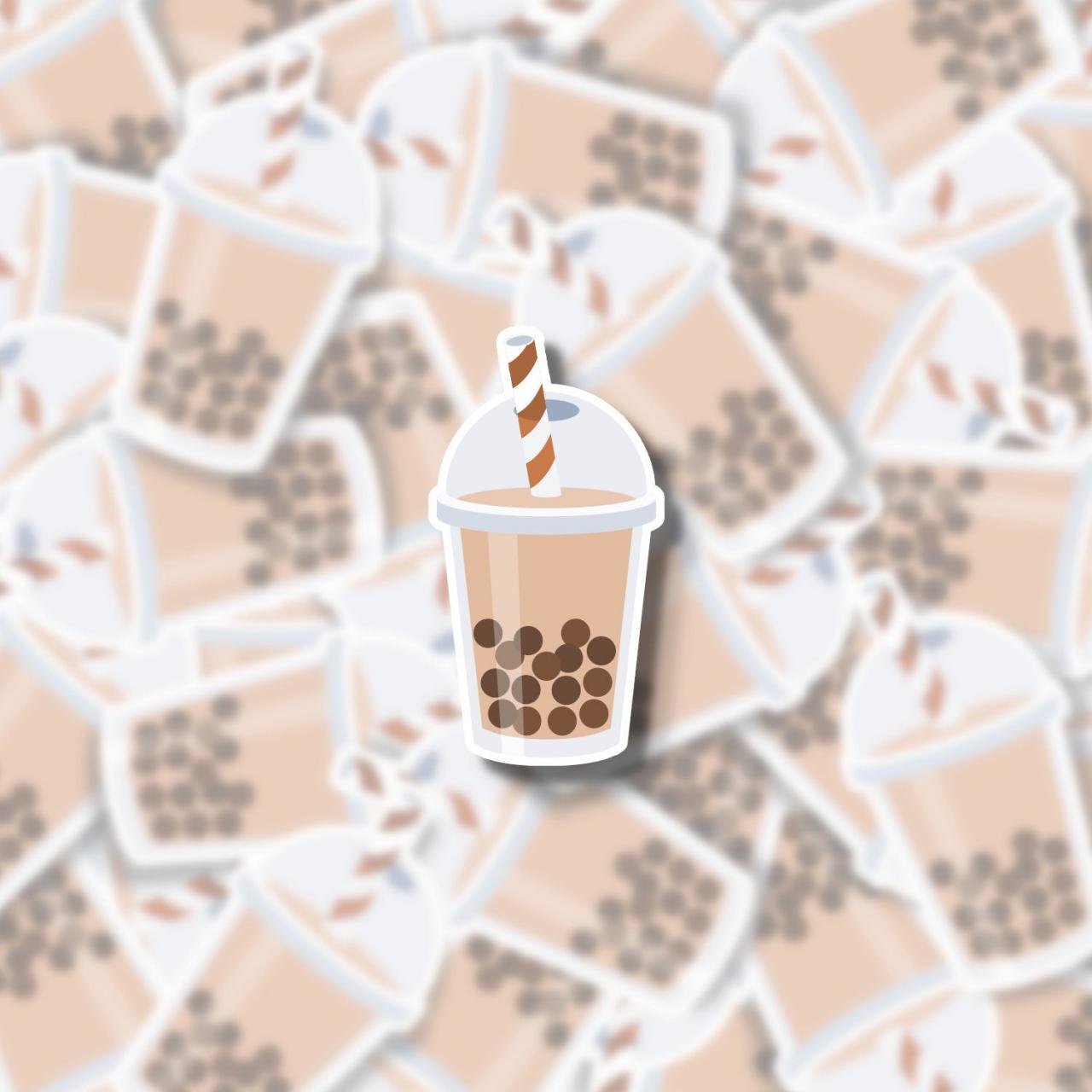 Boba Sticker Pack | 2 Boba Stickers | Milk Tea Sticker | Thai Tea ...