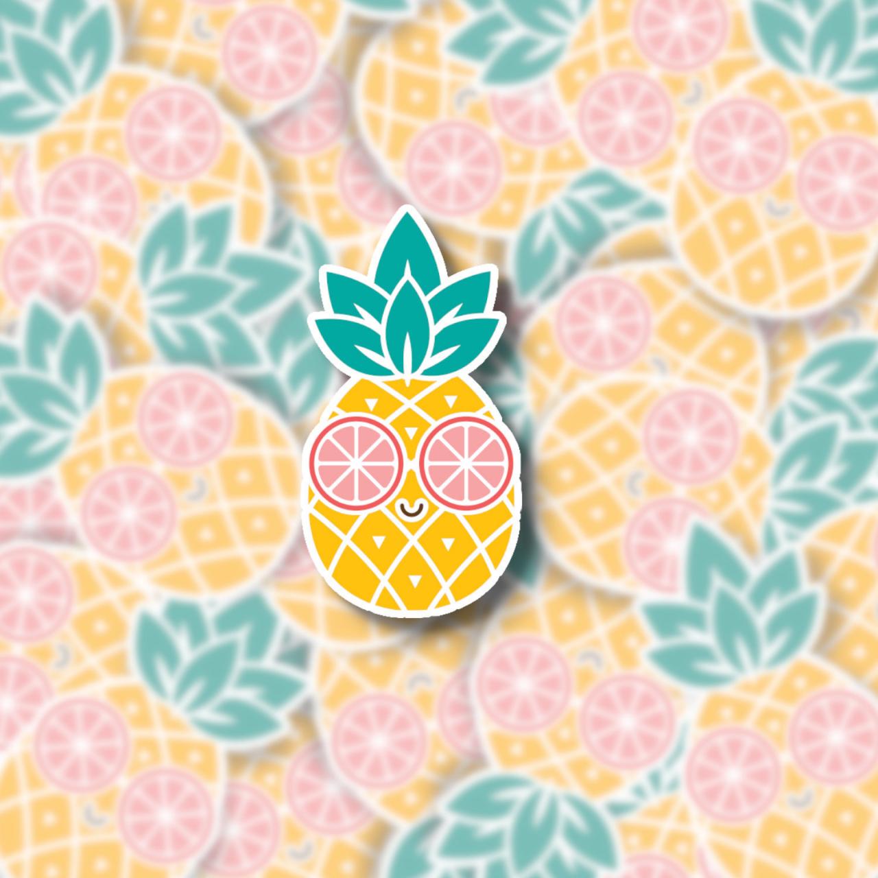Pineapple Sticker | Pineapple Decal | Water Bottle Sticker | Laptop Sticker | Fruit Sticker | Cute Fun Sticker | Summer Sticker | Lemon
