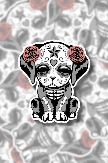 Sugar Skull Dog Sticker | Dog Sticker | Halloween Sticker | Water Bottle Sticker | Tumbler Sticker | Planner Sticker | Hydro Flask Sticker