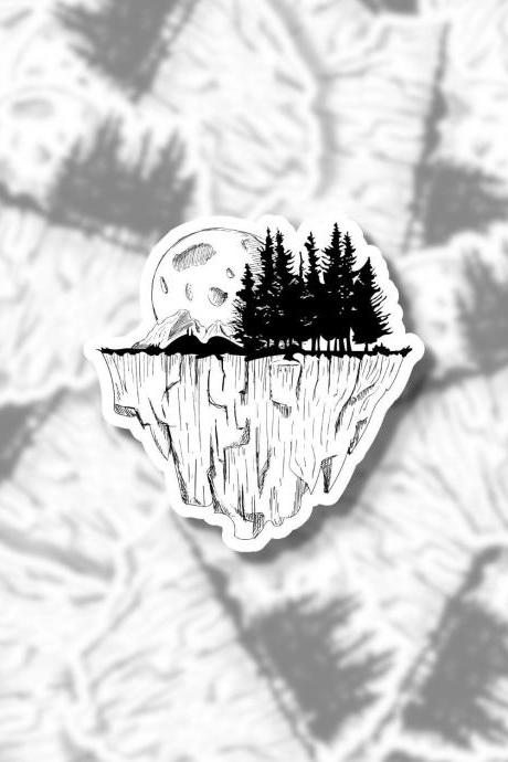 Forest Sticker | Hiking Sticker | Landscape Sticker | Moon Sticker | Hydro Flask Sticker | Planner Sticker | Tumbler Sticker