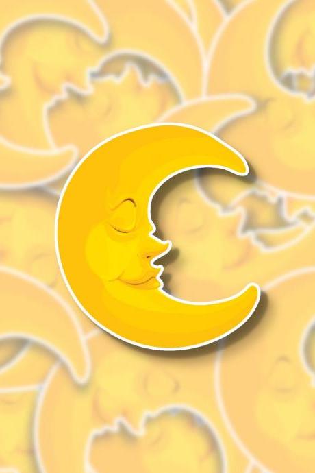 Moon Sticker Decal | Smiling Moon Sticker Decal | Space Sticker Decal | Night Sticker Decal | Laptop Sticker Decal | Water Bottle Sticker