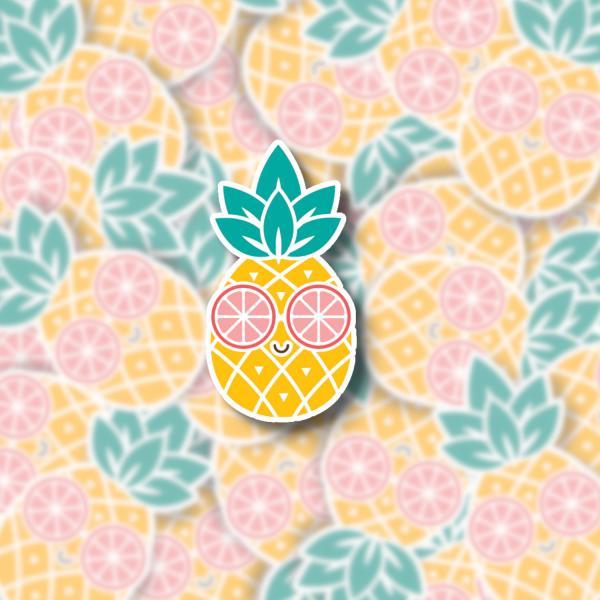 Pineapple Sticker | Pineapple Decal | Water Bottle Sticker | Laptop Sticker | Fruit Sticker | Cute Fun Sticker | Summer Sticker | Lemon